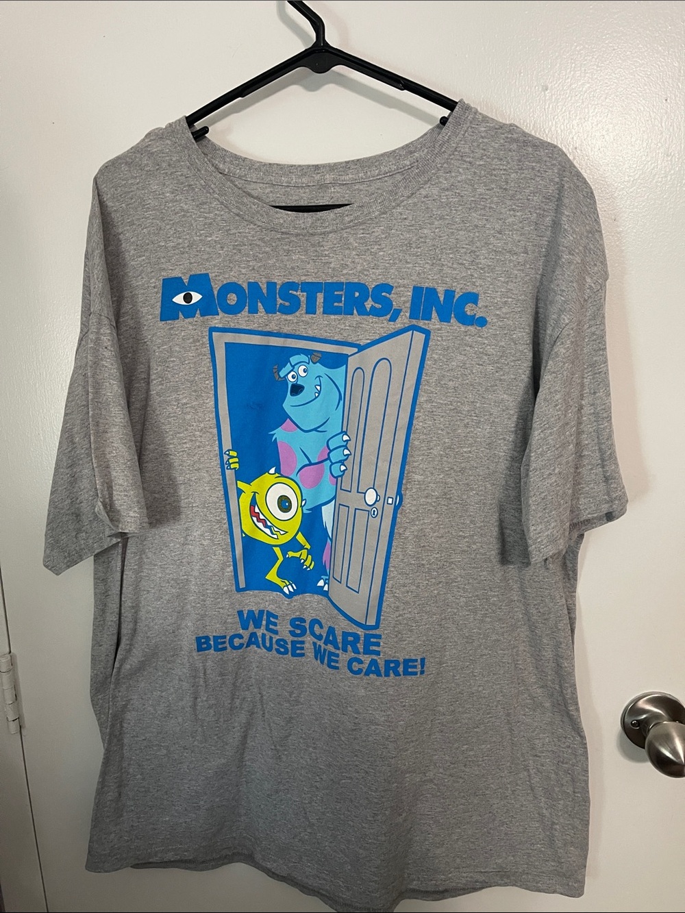 Gray Graphic Tee with Blue Print